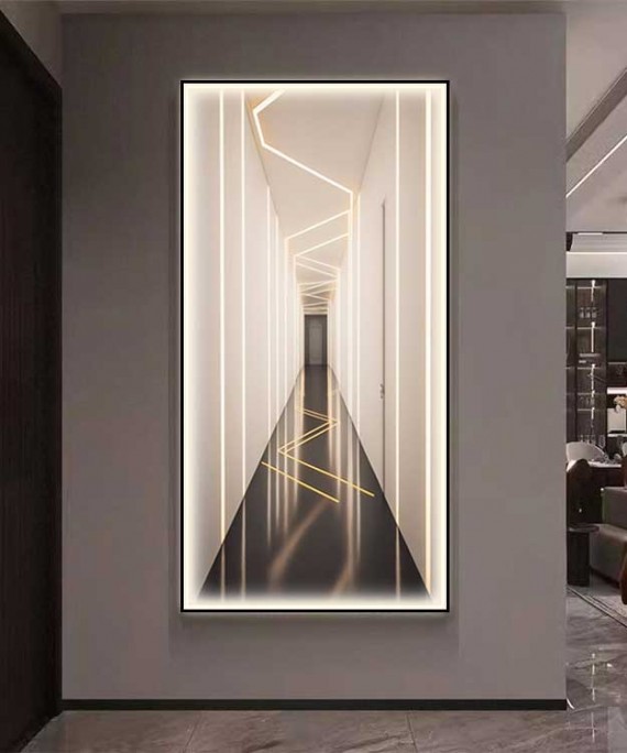 Black Frame Entrance Panel in All Its Details Using Smart Lighting